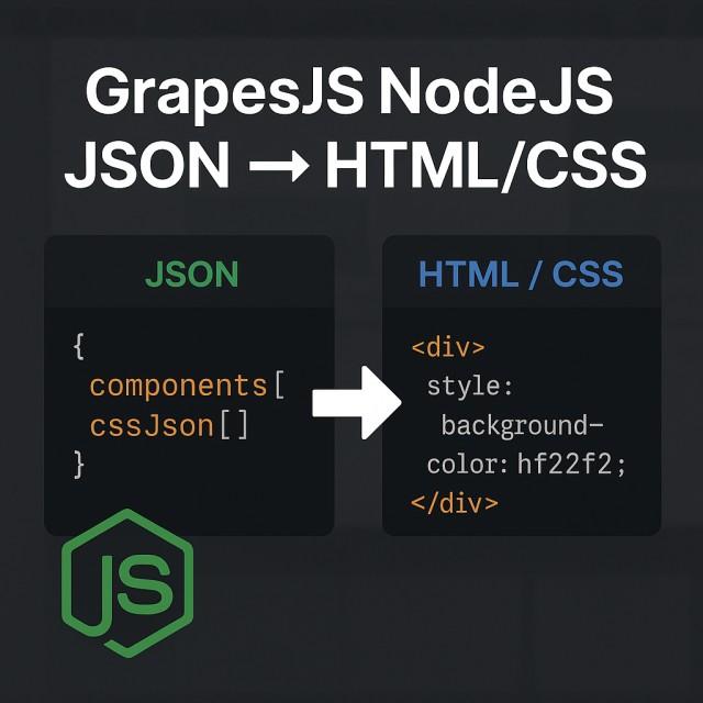 GrapesJS NodeJS JSON Converter to HTML/CSS