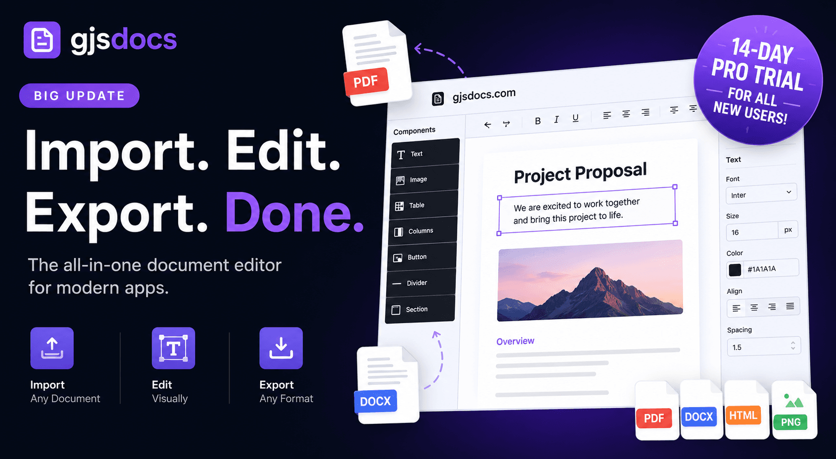 🚀 Großes Update: Dokumente leicht importieren, bearbeiten und exportieren + 14-tägiges Pro-Testprogramm